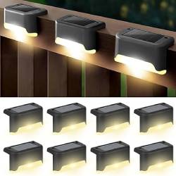Solar Light Outdoor Garden Waterproof Stair Deck Pool Patio Fence Gate Yard Floor Step Railing Window Balcony Sunlight Pathway (Black 8, Standard)