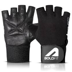 Boldfit Gym Gloves for Men Workout Unisex Hand Gloves for Gym for Men & Women with Wrist Support for Weightlifting, Workout Comfortable Fit Bike Riding, Cycling Handgloves - Warrior Black