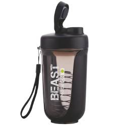 Gym Protein Shaker Bottle 500ml for Men & Women – Compact, Leakproof, BPA-Free Gym Shaker with Wire Mixer – Ideal for Protein Shakes, Pre-Workout & Smoothies - Black