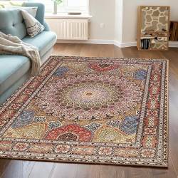 home Premium Carpets for Hall | Carpets for Living Room | Bedroom | Printed | Anti-Skid | Machine Washable (3x5fts, Royal Zari)