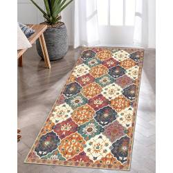 Premium Modern Runner Rug for Bedroom, Kitchen | Anti-Skid and Machine Washable | (45 x 120 Cm, Orange)