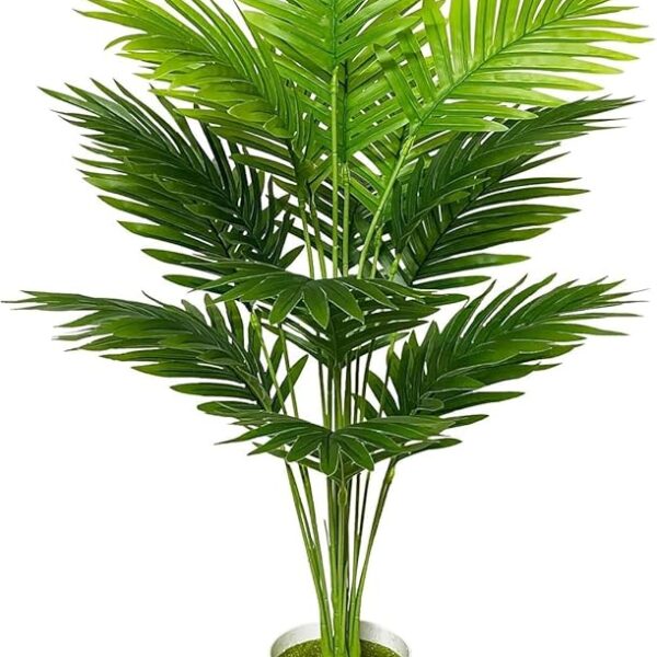 Artificial Floor Plants Large Tropical Palm Tree Tall Monstera Plant in Pot Faux Plants for Indoor Outdoor Home (Areca | White Pot, Pack of One)
