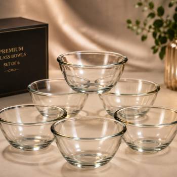 Glass Pudding Bowl Set of 6 | Small Dessert Bowls for Ice Cream, Custard & Snacks l Under 300
