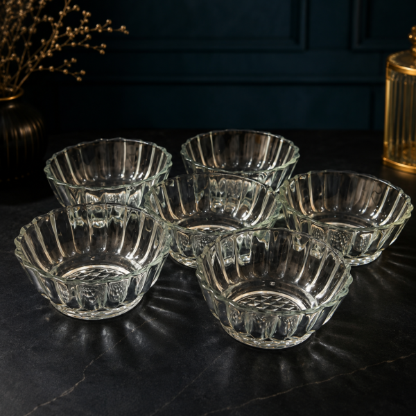 Glass Serving Bowls Set of 6 – Elegant Dessert & Snack Bowls l Under 399